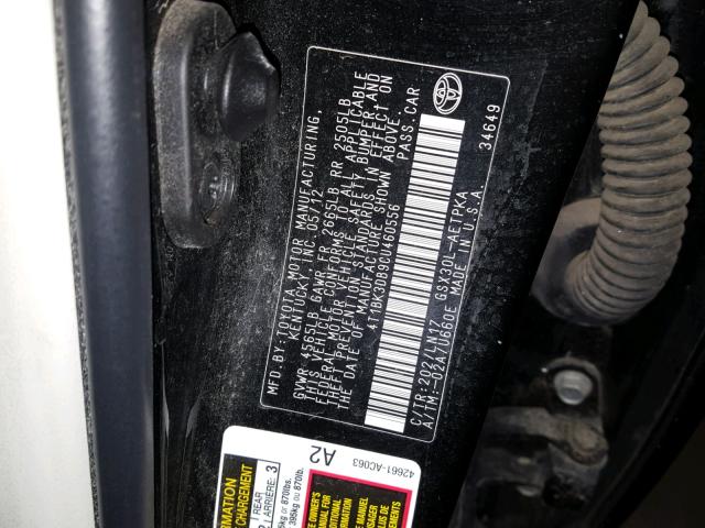 4T1BK3DB9CU460556 - 2012 TOYOTA AVALON BAS BLACK photo 10