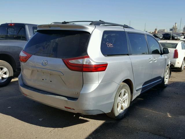 5TDKZ3DC7HS776204 - 2017 TOYOTA SIENNA LE SILVER photo 4