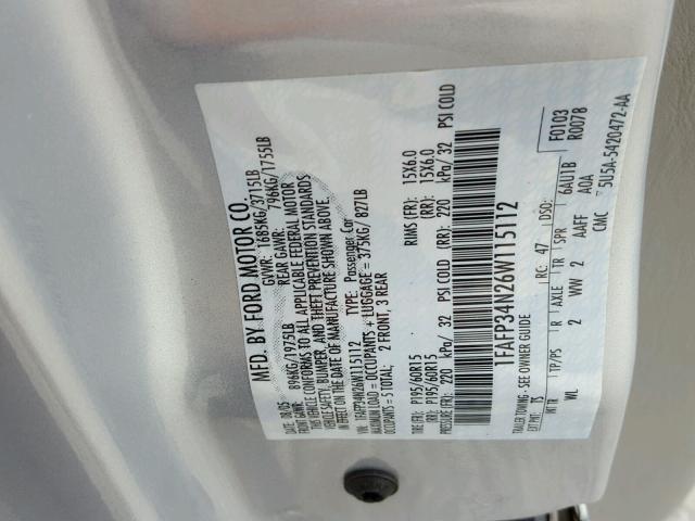 1FAFP34N26W115112 - 2006 FORD FOCUS ZX4 SILVER photo 10