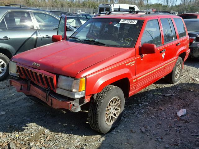 1J4GZ78S6RC194168 - 1994 JEEP GRAND CHER RED photo 2