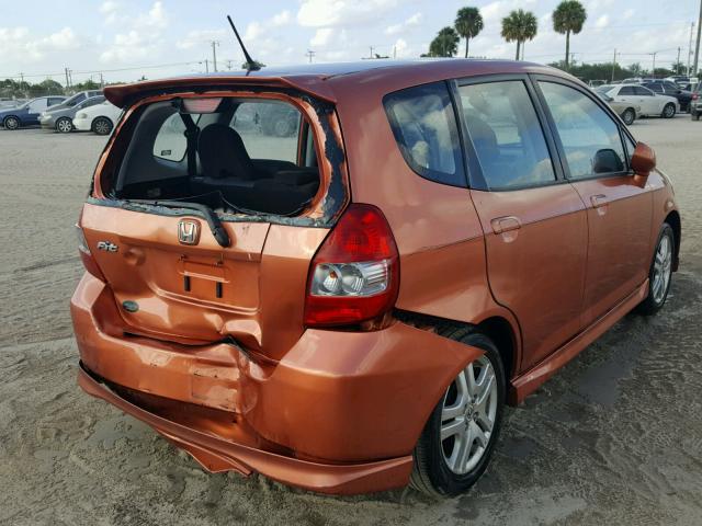 JHMGD38677S063333 - 2007 HONDA FIT S ORANGE photo 4