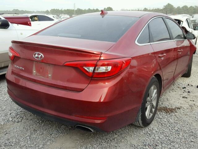 5NPE24AF1FH172821 - 2015 HYUNDAI SONATA SE RED photo 4