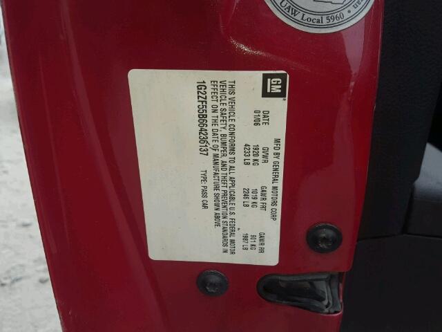 1G2ZF55B664236137 - 2006 PONTIAC G6 SE RED photo 10