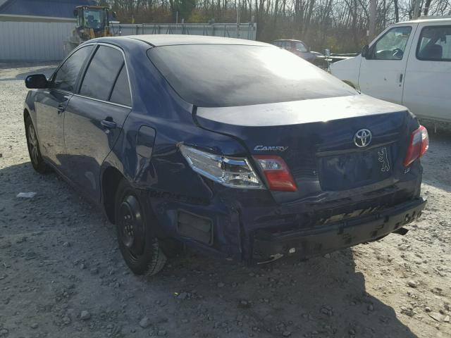 4T1BE46K39U358186 - 2009 TOYOTA CAMRY BASE BLUE photo 3