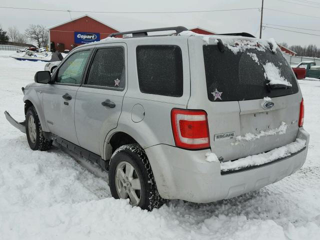 1FMCU93158KE47901 - 2008 FORD ESCAPE XLT SILVER photo 3