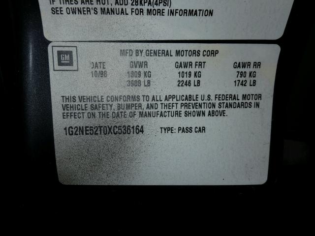 1G2NE52T0XC536164 - 1999 PONTIAC GRAND AM S 黑色 照片 10