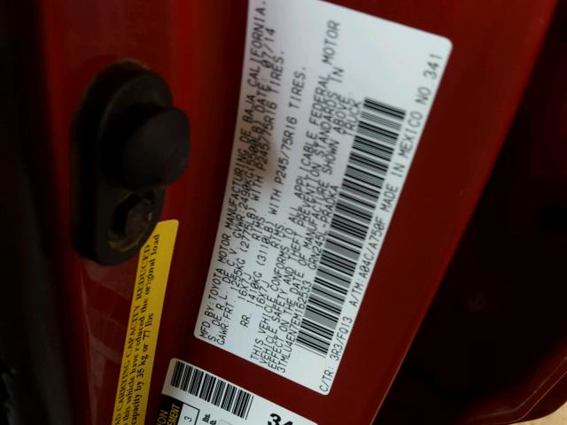 3TMLU4EN7EM162533 - 2014 TOYOTA TACOMA DOU RED photo 10