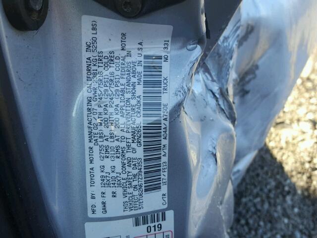 5TETU62N67Z394353 - 2007 TOYOTA TACOMA PRE SILVER photo 10