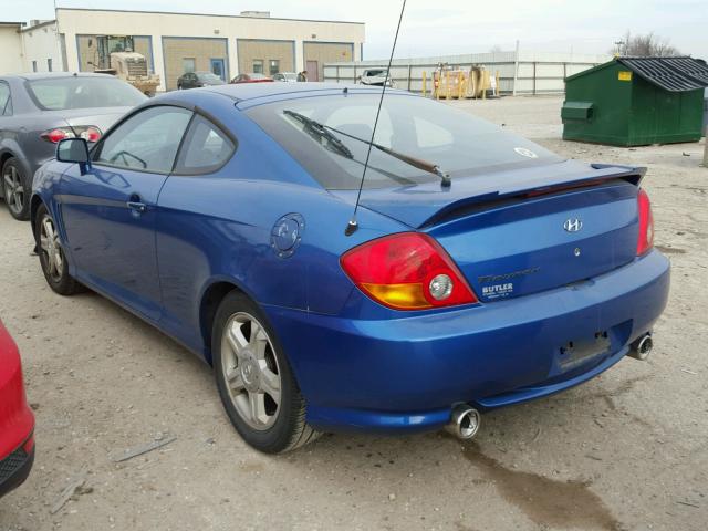 KMHHM65D84U133959 - 2004 HYUNDAI TIBURON BLUE photo 3