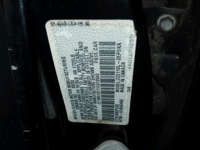 2T1BR12E11C412643 - 2001 TOYOTA COROLLA BLACK photo 10