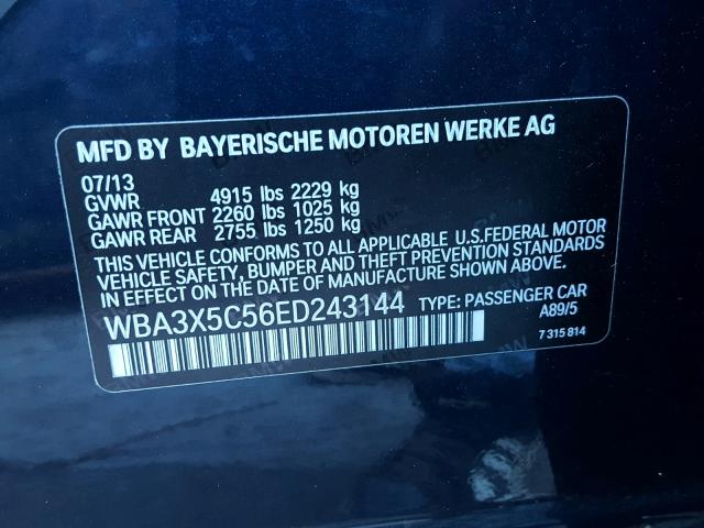 WBA3X5C56ED243144 - 2014 BMW 328 XIGT BLUE photo 10