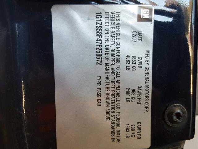 1G1ZS58F47F250672 - 2007 CHEVROLET MALIBU LS ლურჯი ფოტო 10