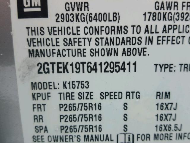 2GTEK19T641295411 - 2004 GMC NEW SIERRA BEIGE photo 10