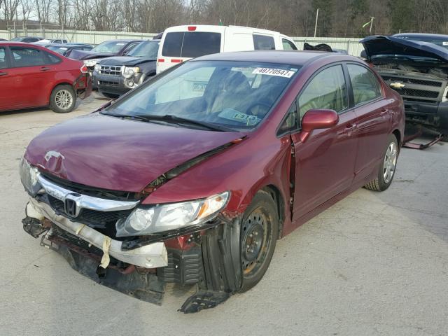 2HGFA1F5XAH512010 - 2010 HONDA CIVIC LX MAROON photo 2