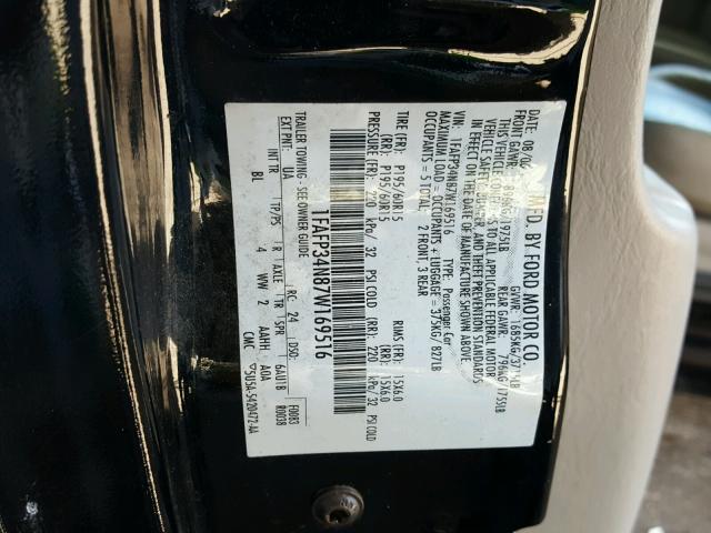 1FAFP34N87W169516 - 2007 FORD FOCUS ZX4 BLACK photo 10