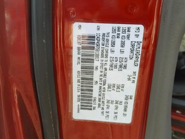 1C4GP45R75B138817 - 2005 CHRYSLER TOWN & COU Qırmızı foto 10