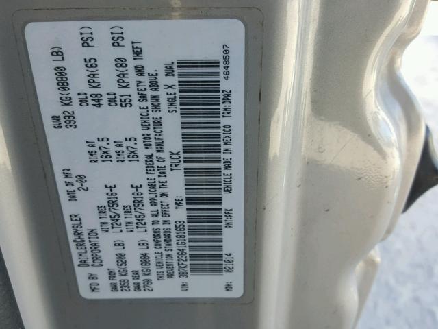 3B7KF23641G181653 - 2001 DODGE RAM 2500 SILVER photo 10