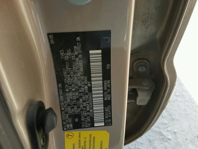 JTEDW21A260006602 - 2006 TOYOTA HIGHLANDER GOLD photo 10