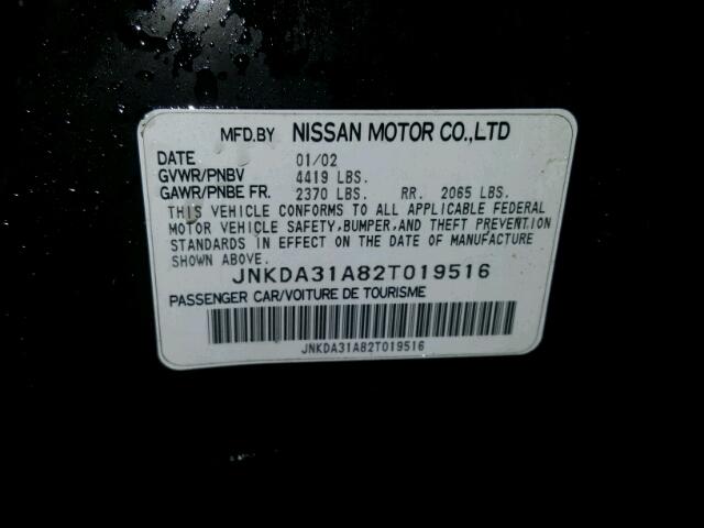 JNKDA31A82T019516 - 2002 INFINITI I35 BLACK photo 10