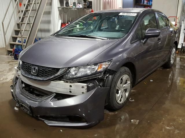 19XFB2F50EE007614 - 2014 HONDA CIVIC LX GRAY photo 2