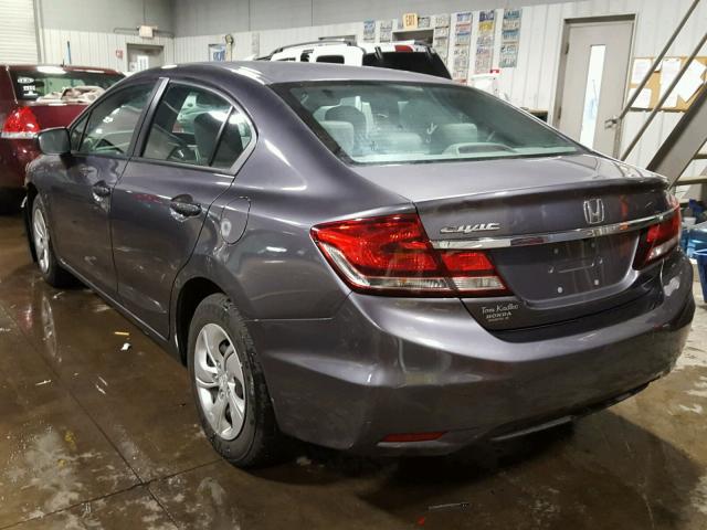 19XFB2F50EE007614 - 2014 HONDA CIVIC LX GRAY photo 3