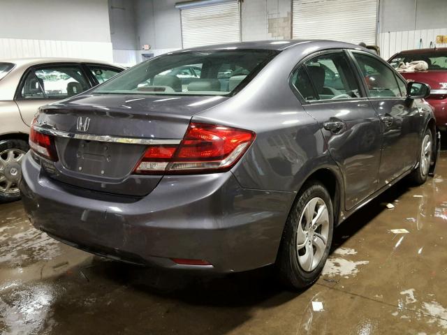 19XFB2F50EE007614 - 2014 HONDA CIVIC LX GRAY photo 4