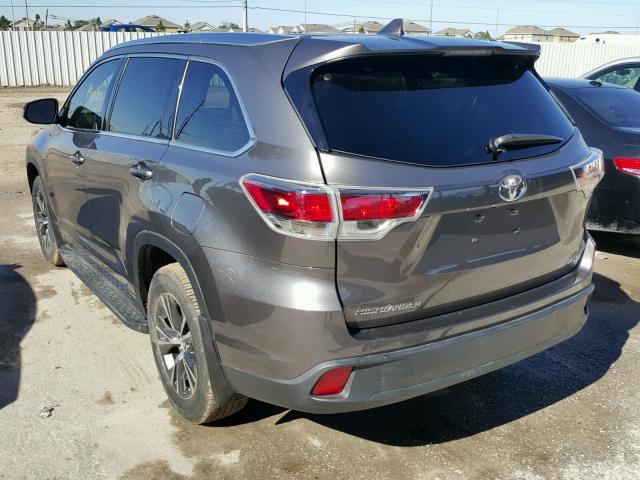 5TDKKRFH8GS501035 - 2016 TOYOTA HIGHLANDER GRAY photo 3