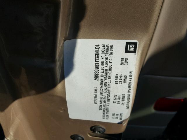 1G1NE52J12M683857 - 2002 CHEVROLET MALIBU LS 金色 照片 10