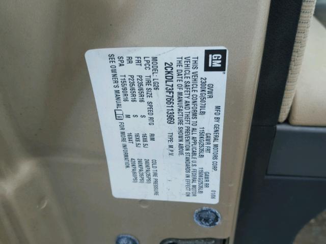 2CKDL73F766113969 - 2006 PONTIAC TORRENT BEIGE photo 10