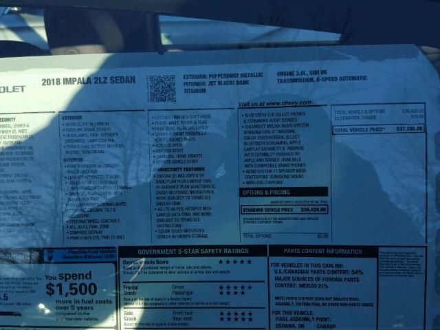 2G1125S32J9104573 - 2018 CHEVROLET IMPALA PRE გრაფიტი ფოტო 9