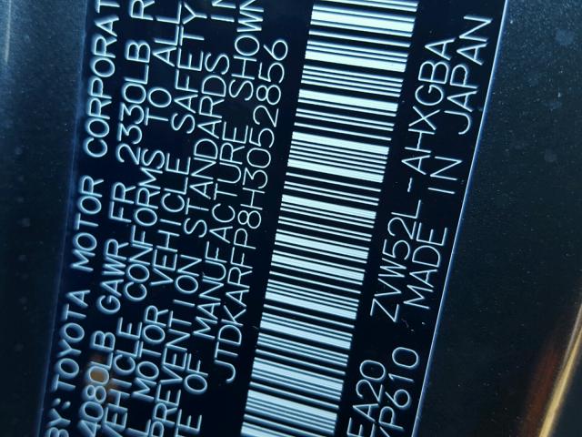 JTDKARFP8H3052856 - 2017 TOYOTA PRIUS PRIM 灰色 照片 10