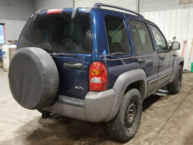 1J4GL48K34W200693 - 2004 JEEP LIBERTY SP BLUE photo 4