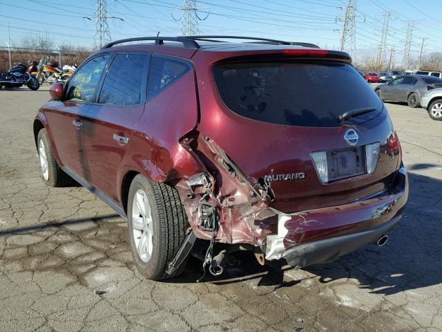 JN8AZ08T57W514608 - 2007 NISSAN MURANO SL MAROON photo 3