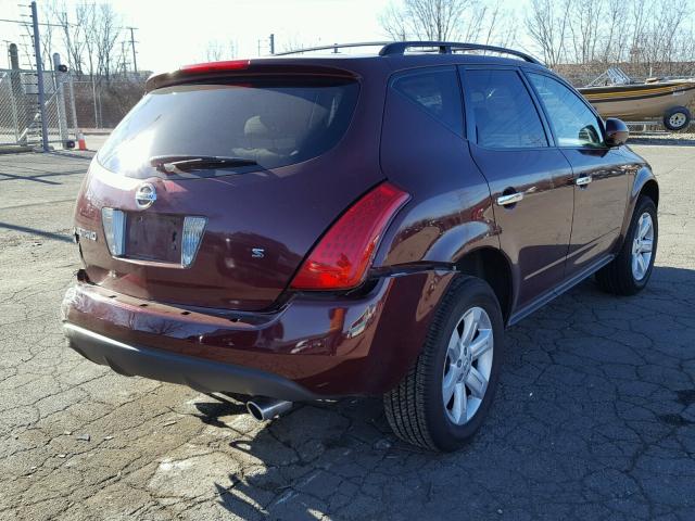 JN8AZ08T57W514608 - 2007 NISSAN MURANO SL MAROON photo 4