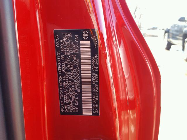 JTDJT903695226554 - 2009 TOYOTA YARIS RED photo 10