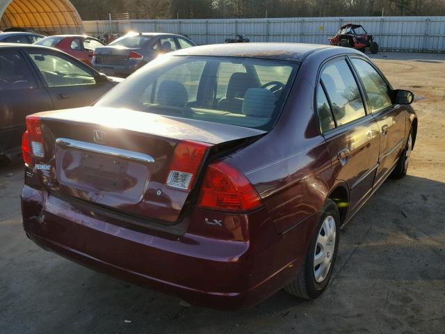 2HGES16543H553101 - 2003 HONDA CIVIC LX BURGUNDY photo 4