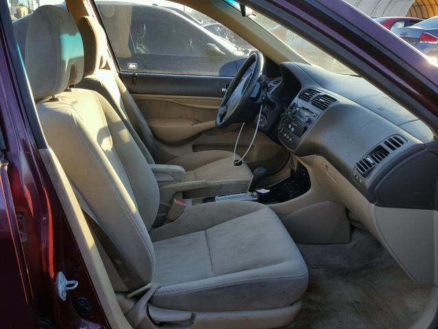 2HGES16543H553101 - 2003 HONDA CIVIC LX BURGUNDY photo 5