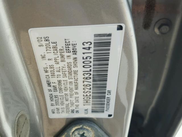 1HGES26763L005143 - 2003 HONDA CIVIC EX BEIGE photo 10
