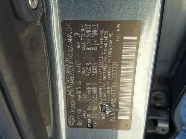 5NMSH13E69H263301 - 2009 HYUNDAI SANTA FE S 蓝色 照片 10