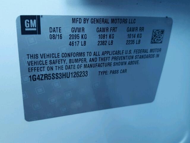 1G4ZR5SS3HU126233 - 2017 BUICK LACROSSE P YELLOW photo 10