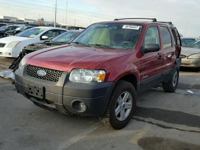 1FMCU96H96KA25667 - 2006 FORD ESCAPE HEV RED photo 2