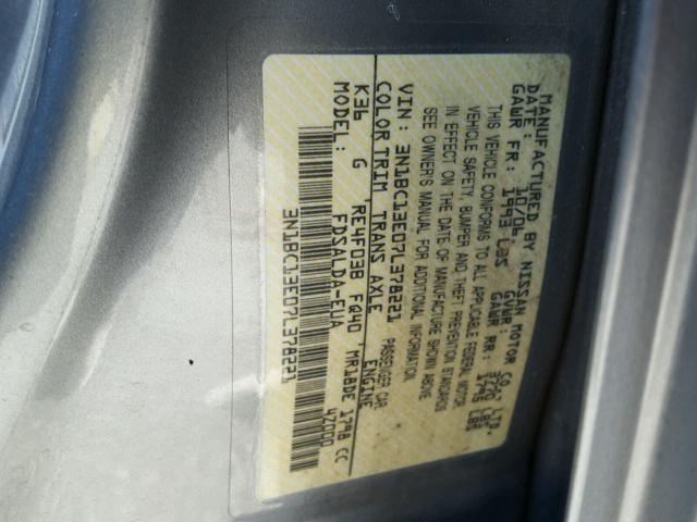 3N1BC13E07L378221 - 2007 NISSAN VERSA S GRAY photo 10