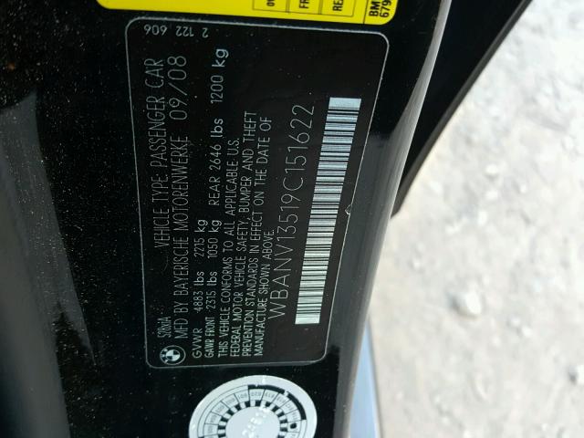 WBANV13519C151622 - 2009 BMW 528 XI BLACK photo 10