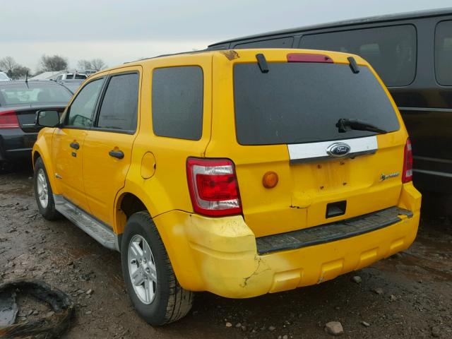 1FMCU4K30AKA95774 - 2010 FORD ESCAPE HYB YELLOW photo 3