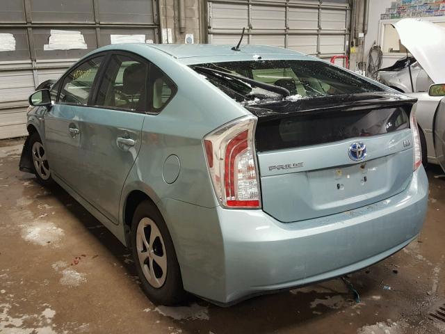 JTDKN3DU6D1627052 - 2013 TOYOTA PRIUS TEAL photo 3