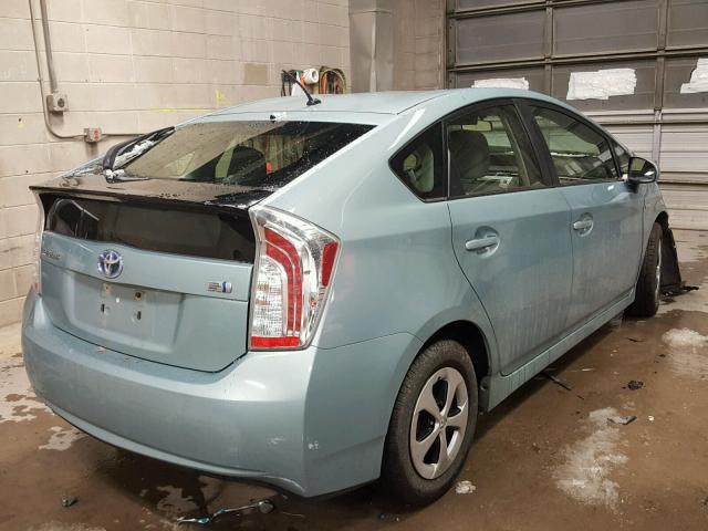 JTDKN3DU6D1627052 - 2013 TOYOTA PRIUS TEAL photo 4