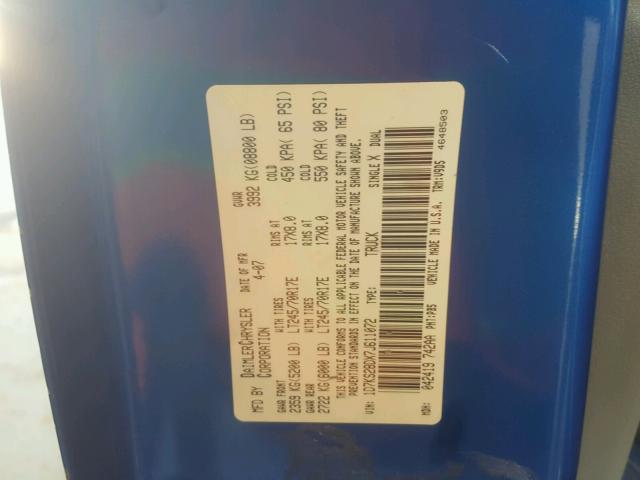 1D7KS28DX7J611072 - 2007 DODGE RAM 2500 S Mavi foto 10