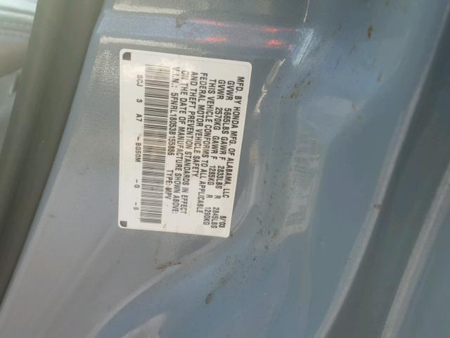 5FNRL18053B155836 - 2003 HONDA ODYSSEY EX BLUE photo 10