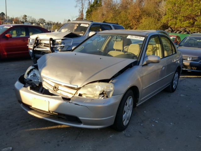 1HGES26702L026214 - 2002 HONDA CIVIC EX BEIGE photo 2