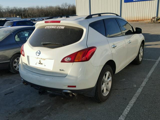 JN8AZ18U49W003182 - 2009 NISSAN MURANO WHITE photo 4